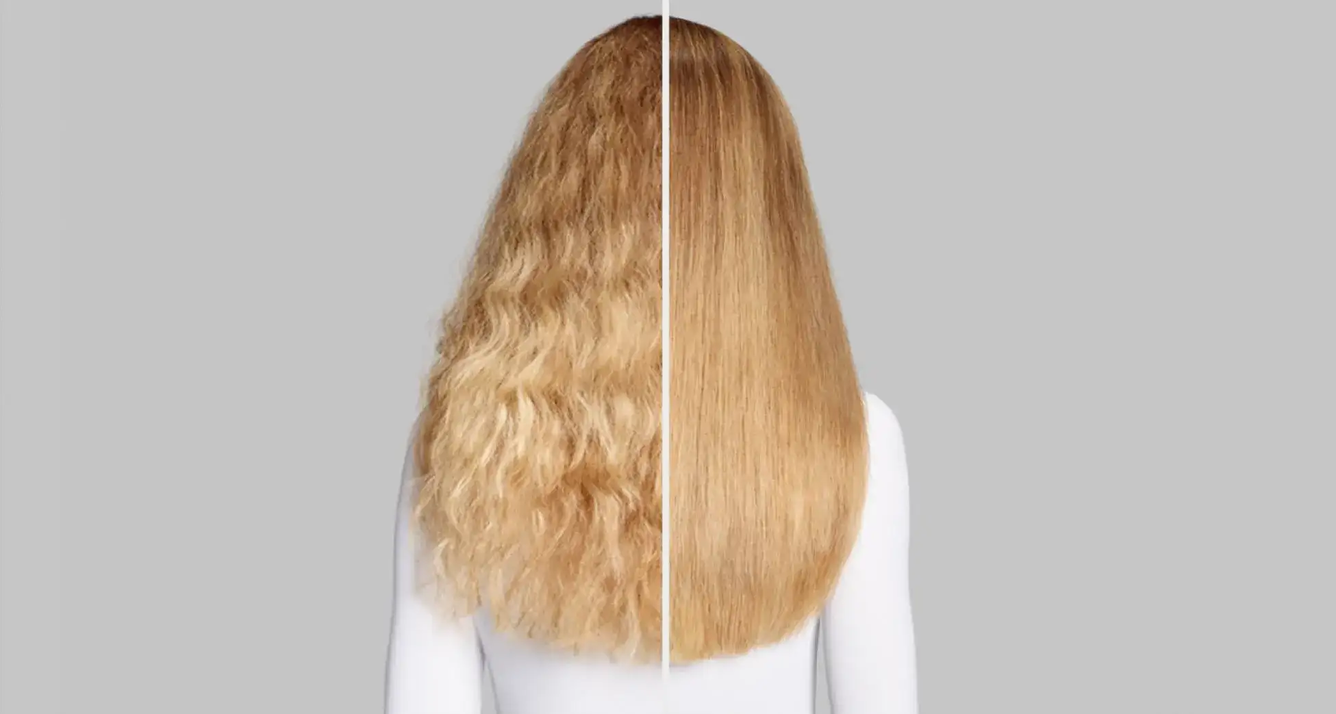 Результат випрямлення кучерявого волосся блонд мультистайлером Dyson Airwrap до і після