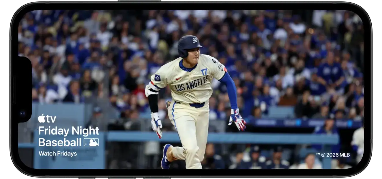 iPhone 17e показує статичне зображення бейсбольного матчу MLB на Apple TV