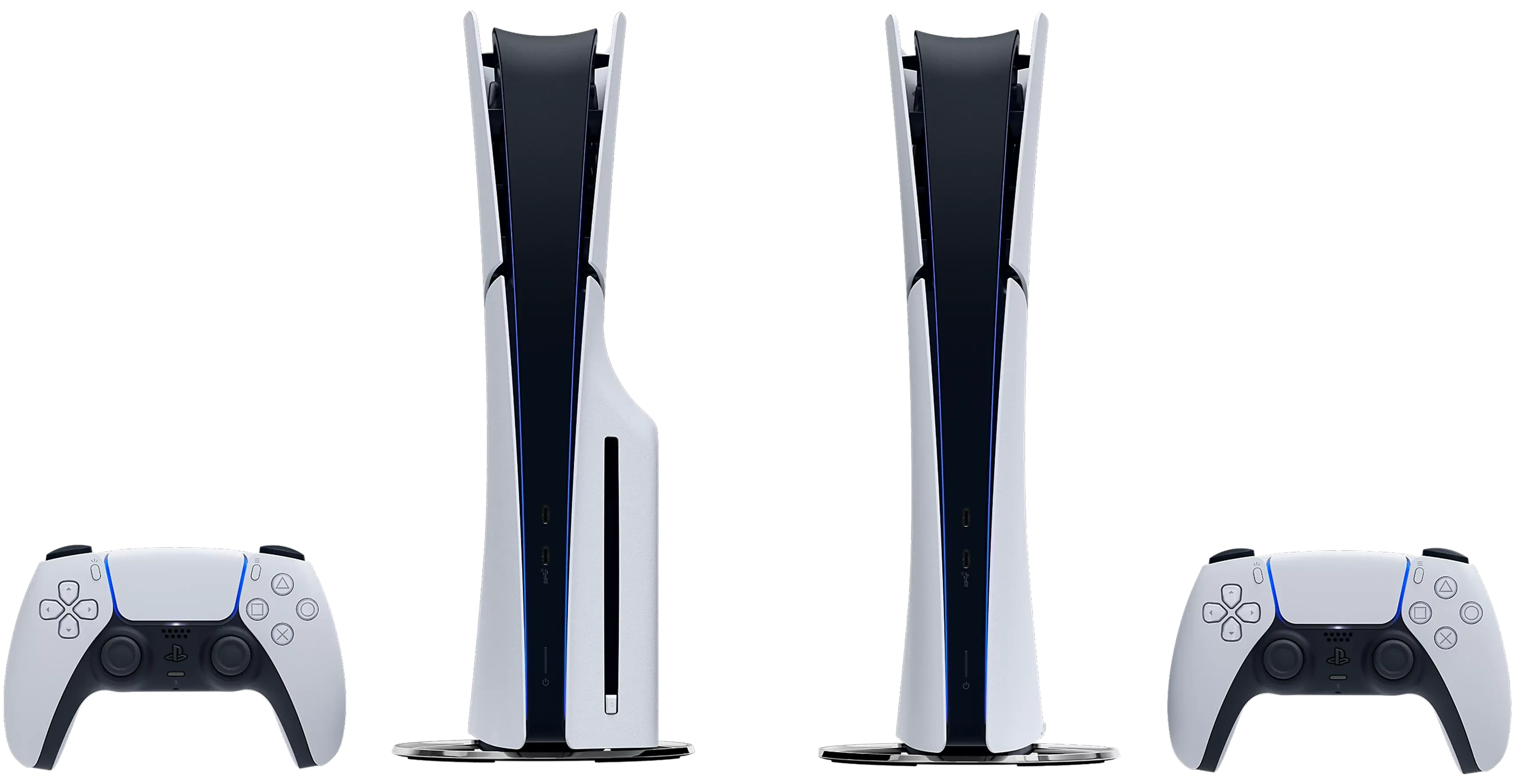 Представлены две игровые консоли PlayStation 5 Slim и два контроллера DualSense
