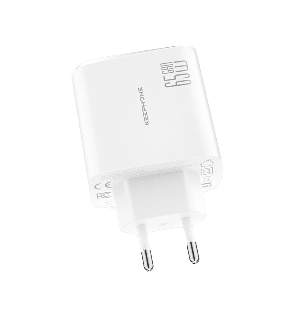 Адаптер Keephone 65W (2C+1А) Gan White (KPBOO62CCAWH) фото спереду