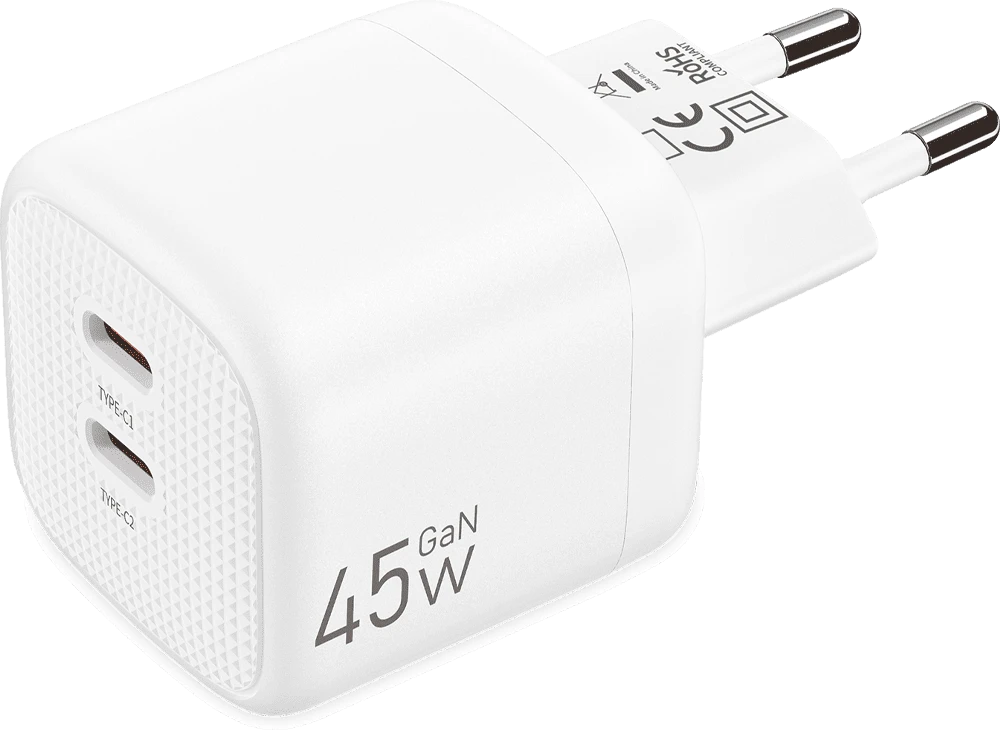 Адаптер Keephone SPEEDY 45W (C+C) Gan Power White (KPSPE44CCWH) демонстрація