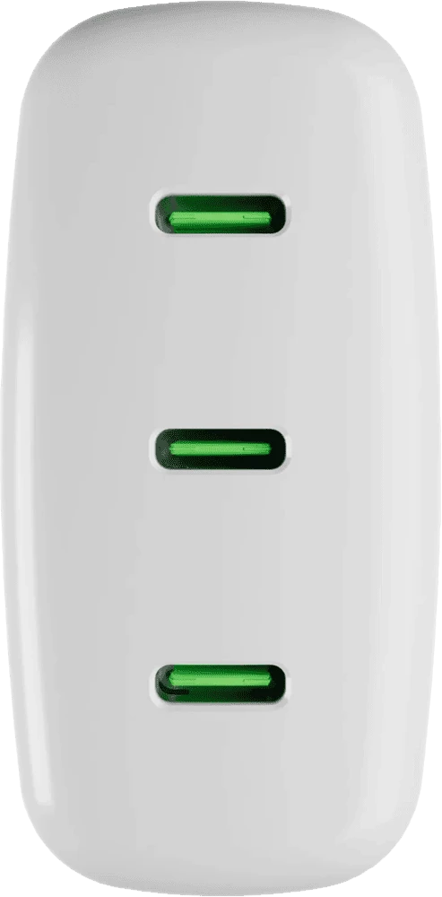 Адаптер Puro GaN Wall Charger with 3 USB-C ports, 96W, white ( PUFCMTCUSBCC96WGWHI) виходи TYPE C