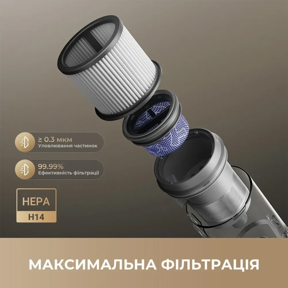 Акумуляторний пилосос Dreame R20 Ultra демонстрація фільтру