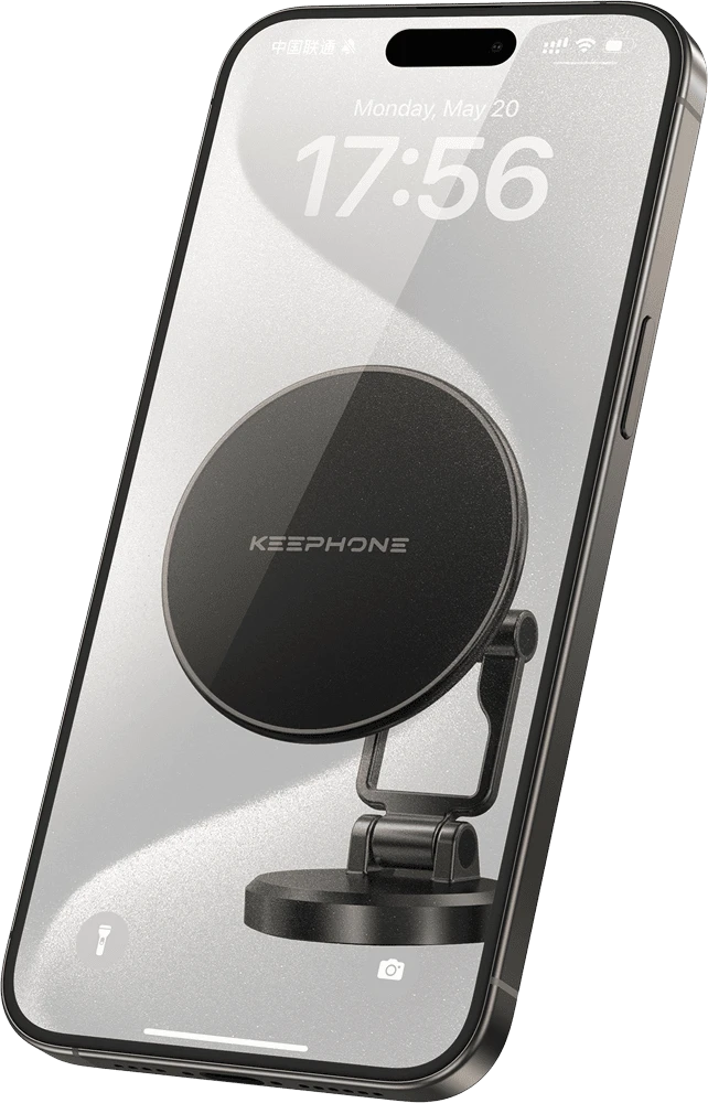 Автотримач Keephone CR-106 Gunmetal (KPMAGHOLDGL) вид зі смартфоном