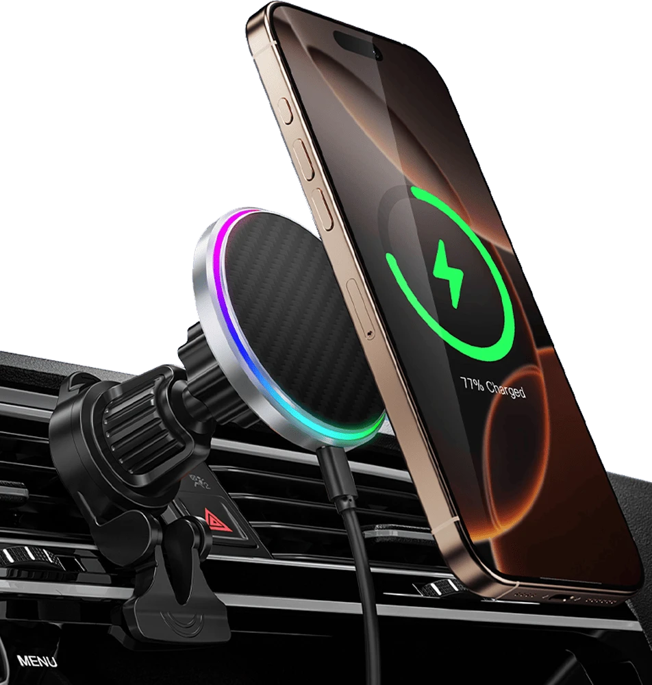 Автотримач Keephone MAGEASY CR-110 Silver (KPMAGEASYSL) вид зі смартфоном