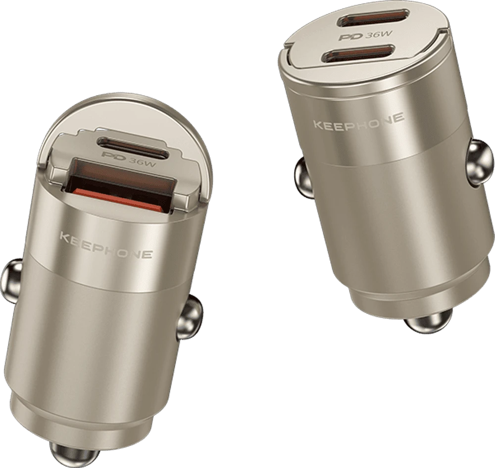 АЗП Keephone Car Volt Type-C / Type-C Titanium (CC-12) (KPCARVOCCTM) передній вид