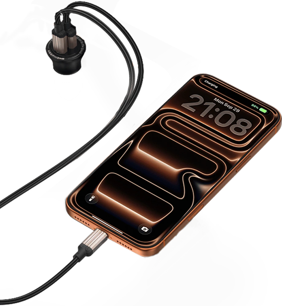 АЗП Keephone Car Volt Type-C / Type-C Titanium (CC-12) (KPCARVOCCTM) демонстрація