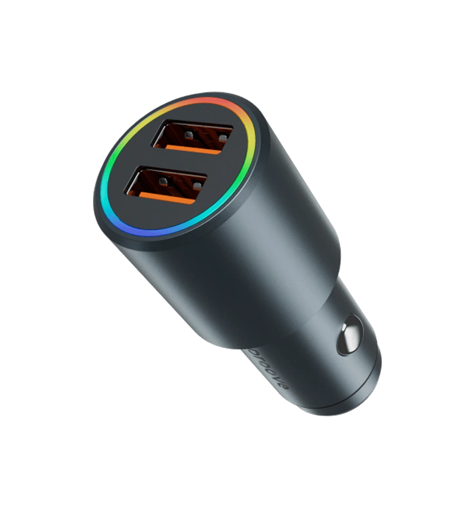 АЗП Proove Double Energy 36W (2 USB)  (metal gray) боковий вид