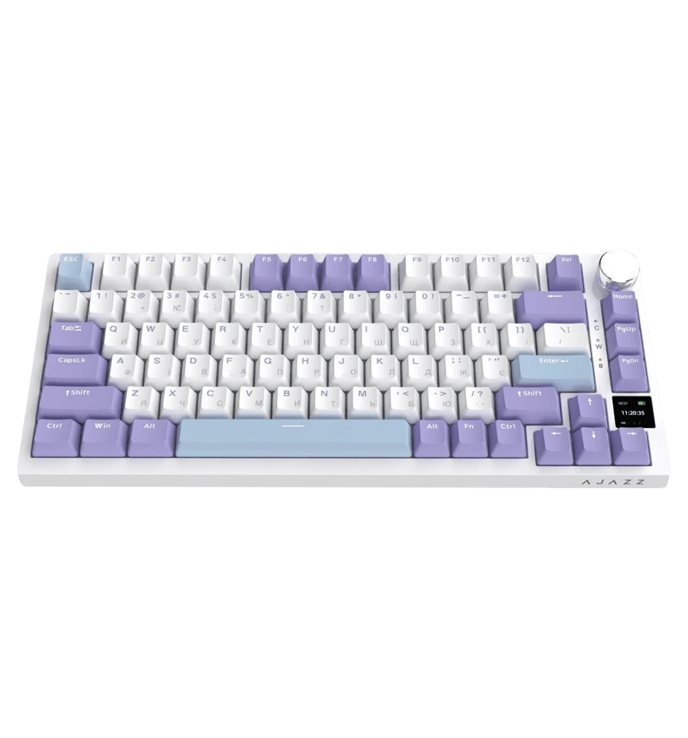 Бездротова механічна клавіатура Ajazz AK820 PRO PRO 75% Gift Switch White RGB   (AK820PRO-G-PWB) передній вид