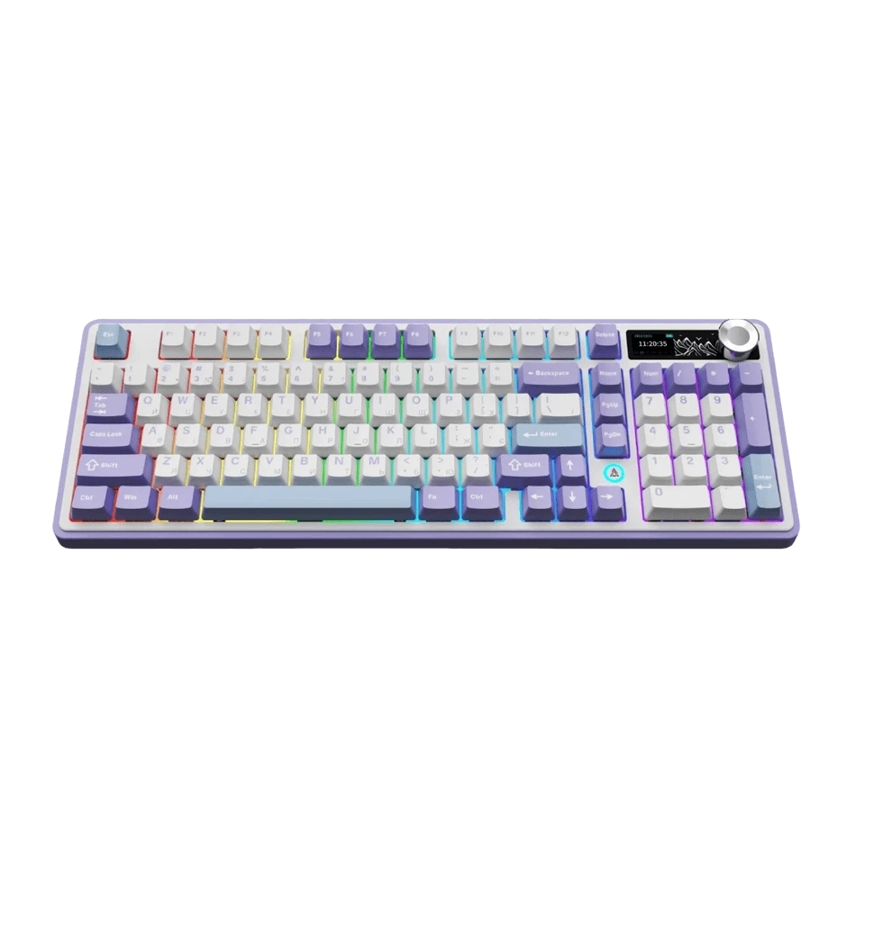 Бездротова механічна клавіатура Ajazz AK980 Clear Sky Switch - Purple (AK980-CS-PWB) фото збоку