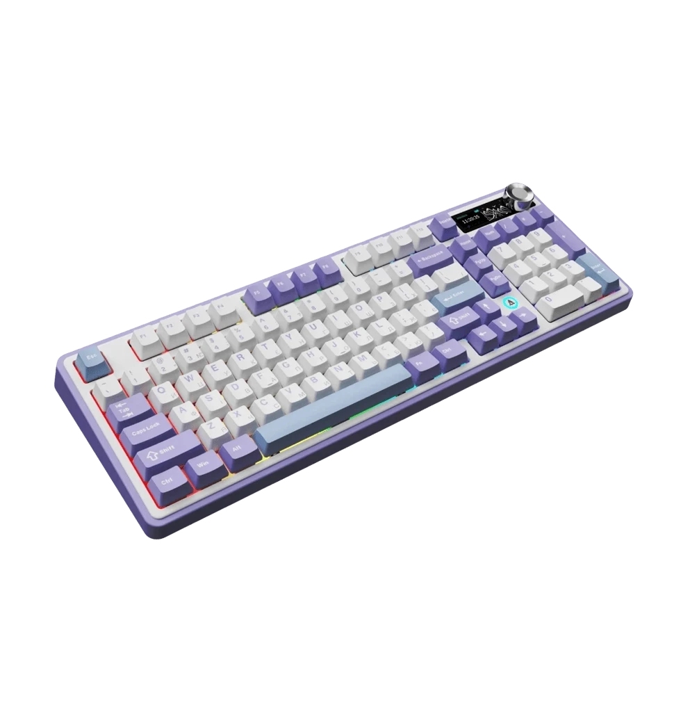 Бездротова механічна клавіатура Ajazz AK980 Clear Sky Switch - Purple (AK980-CS-PWB) боковий ракурс