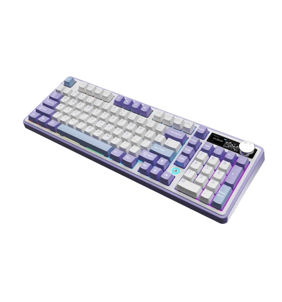 Бездротова механічна клавіатура Ajazz AK980 Clear Sky Switch - Purple (AK980-CS-PWB) фото зхверху