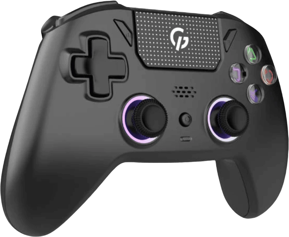 Бездротовий геймпад GamePro GPS20B 2.4G/BT 5.1/USB (Switch/PC/PS/iOS/Android) RGB Black вид під лівим кутом
