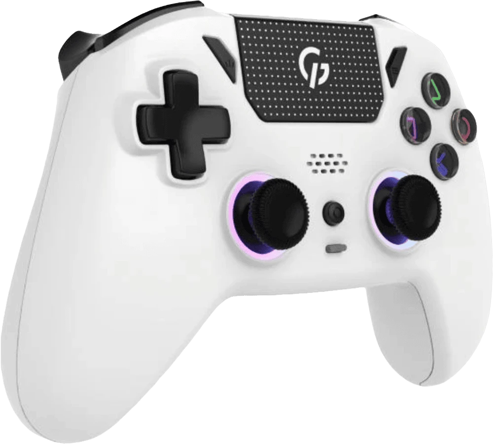 Бездротовий геймпад GamePro GPS20W 2.4G/BT 5.1/USB (Switch/PC/PS/iOS/Android) RGB White вид під лівим кутом