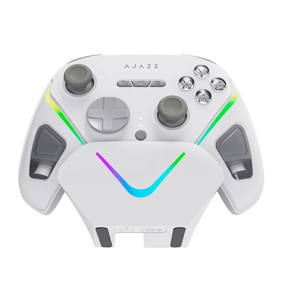 Бездротовий геймпад із зарядною станцією Ajazz GP100S 2.4G/BT/USB RGB White (GP100S-W) повне фото