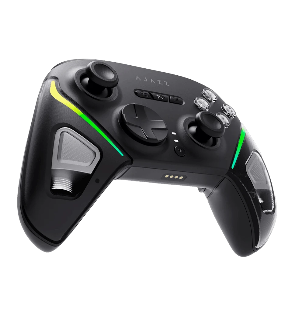 Бездротовий геймпад із зарядною станцією Ajazz GP100S 2.4G/BT/USB (Switch/PC/iOS/Android) RGB Black боковий вид ліво