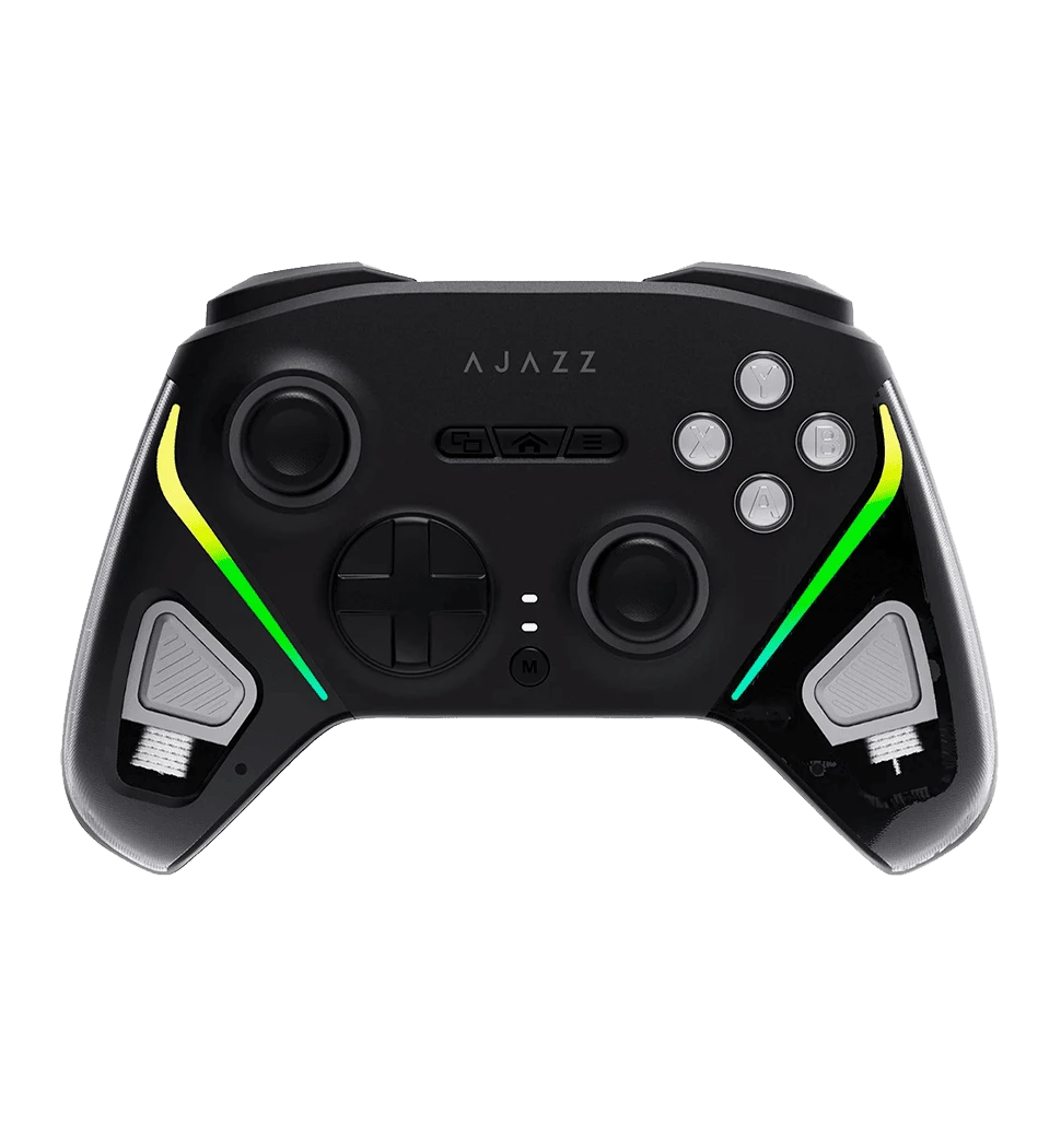 Бездротовий геймпад із зарядною станцією Ajazz GP100S 2.4G/BT/USB (Switch/PC/iOS/Android) RGB Black передній вид