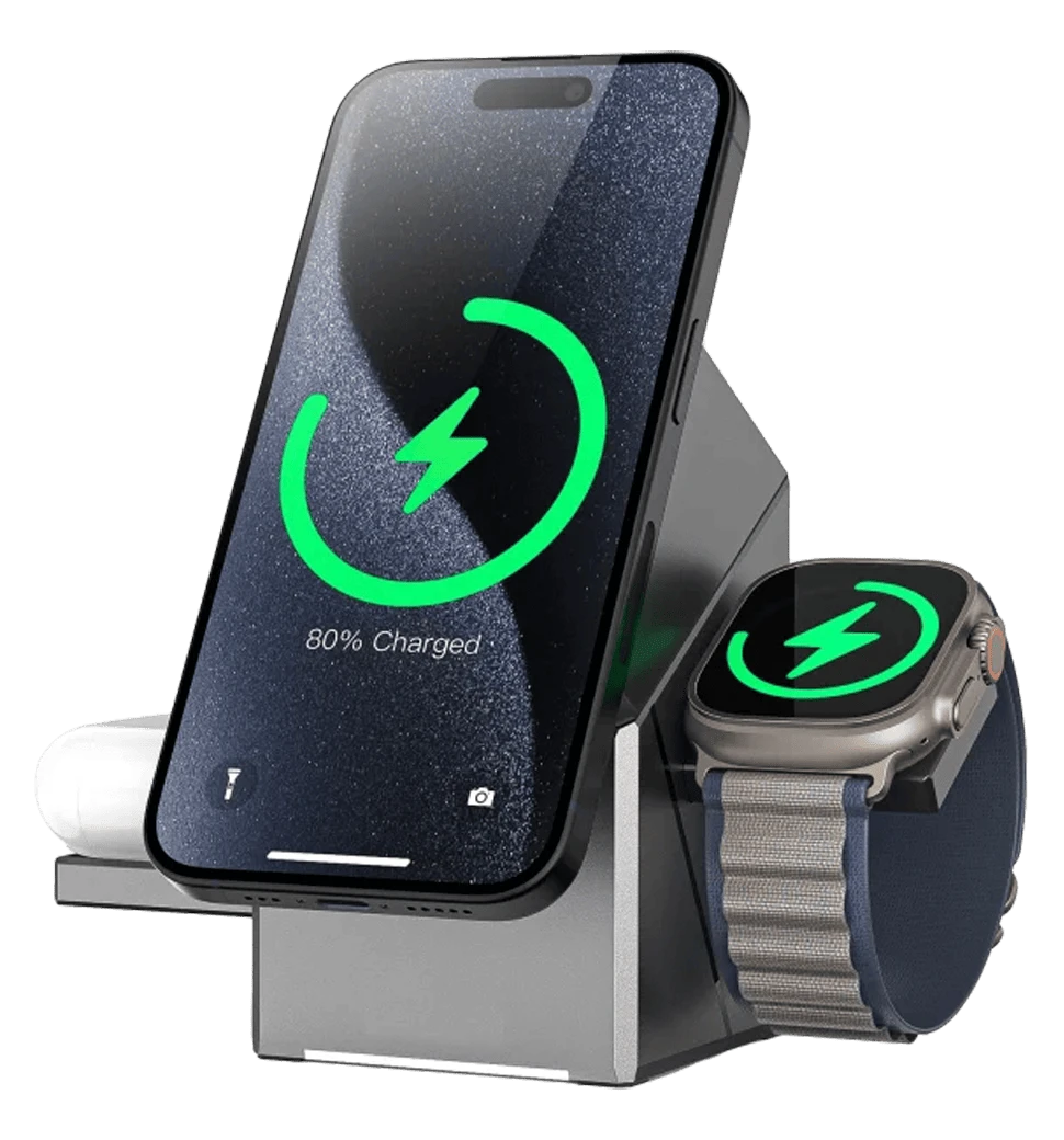 Бездротовий ЗП Proove Iron Hide 3 in 1 Qi2 фото заряджання