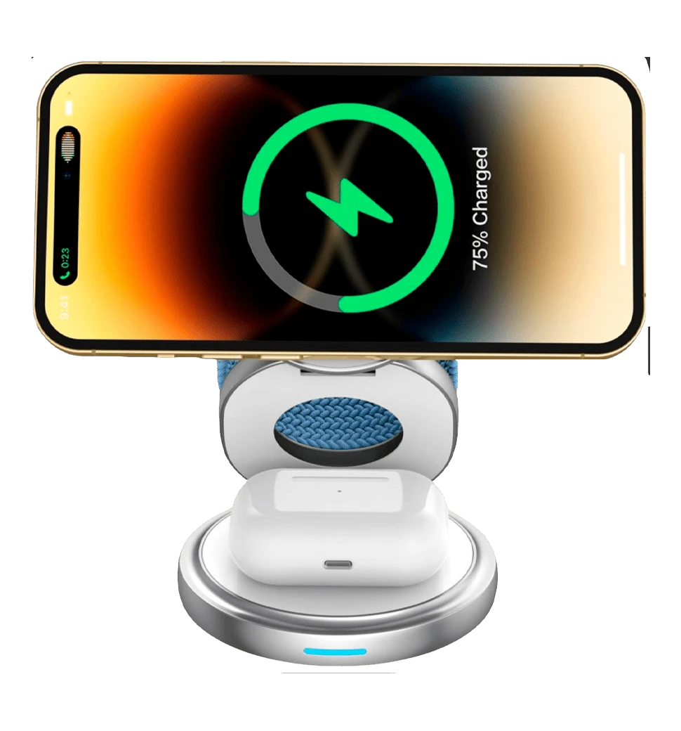 БЗП Gelius Foldy Wireless Charger 3в1 15W GP-WC011 Білий спереду