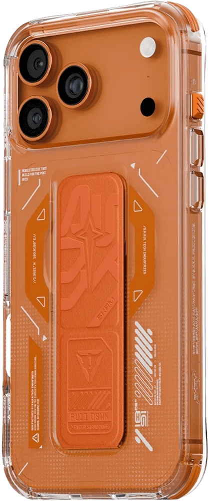 Чохол для iPhone 17 Pro Skinarma Helio (Mag-Charge + Grip-Stand) Orange боковий вид