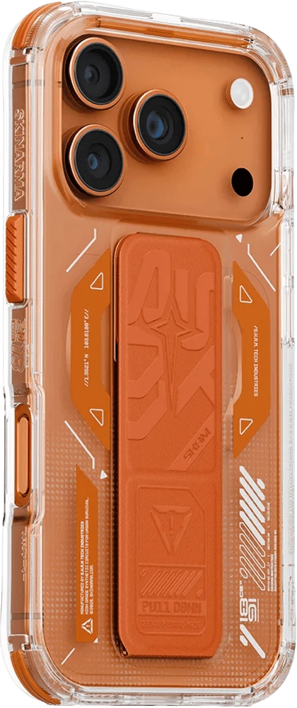 Чохол для iPhone 17 Pro Skinarma Helio (Mag-Charge + Grip-Stand) Orange фото збоку