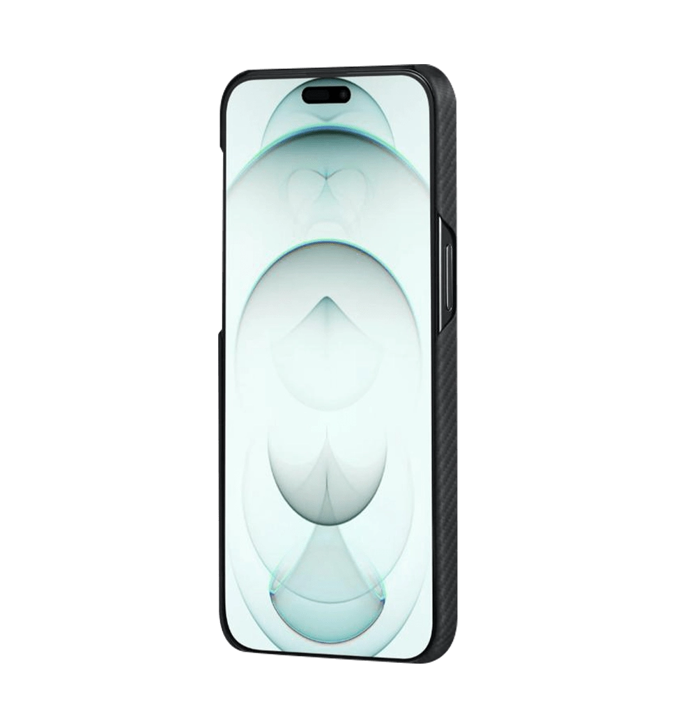 Чохол Pitaka MagEZ Case 4 Twill 600D Black/Grey for iPhone 15 Pro Max (KI1501PMA) - фото чохла спереду під кутом справа