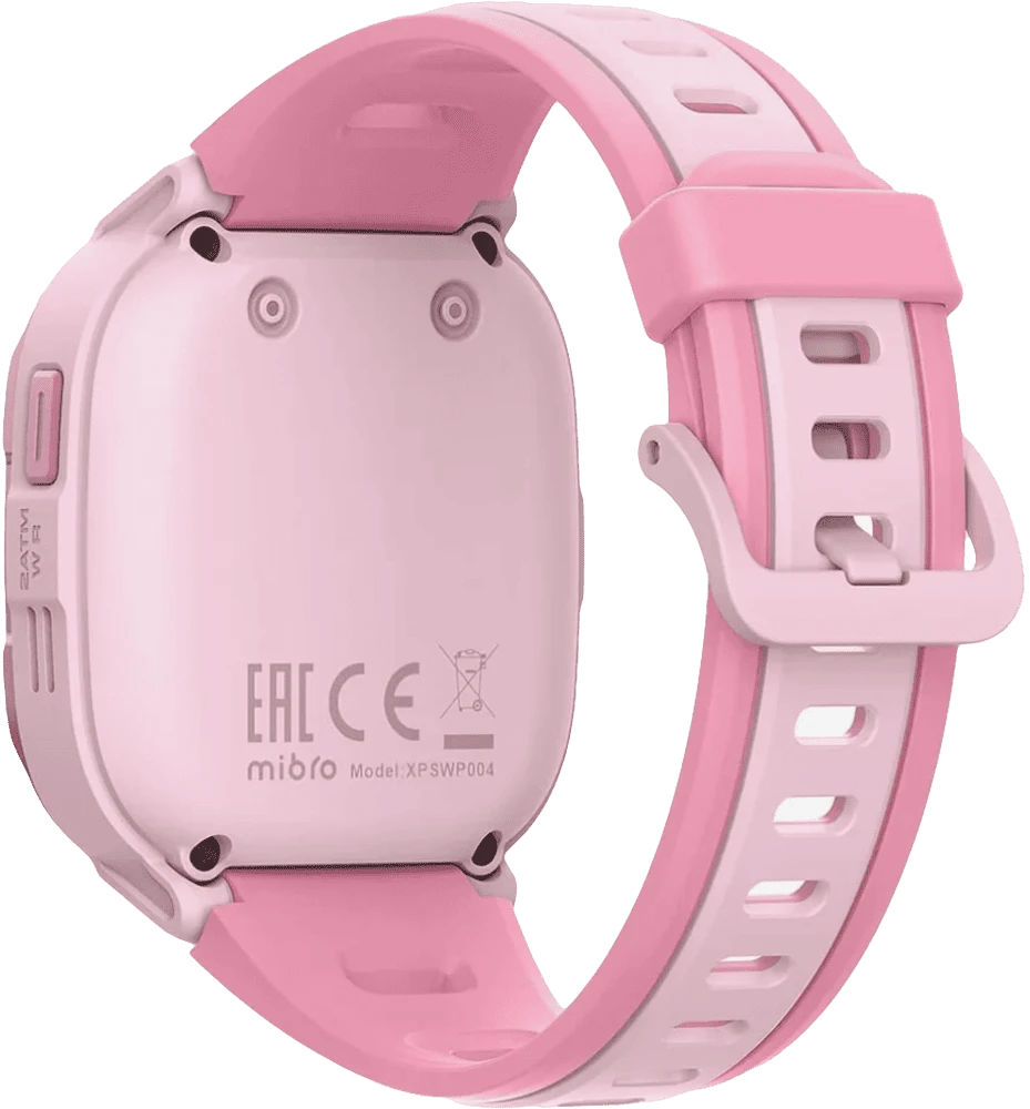 Дитячий годинник-телефон Mibro P6, 1.4", 240x280, GPS, 2MP, 900мА·год, 2АТM, рожевий задній вид годинника