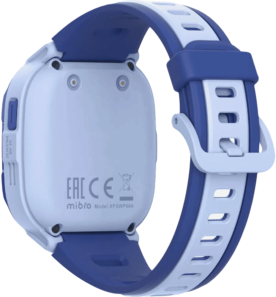 Дитячий годинник-телефон Mibro P6, 1.4", 240x280, GPS, 2MP, 900мА·год, 2АТM, синій задній вид годинника