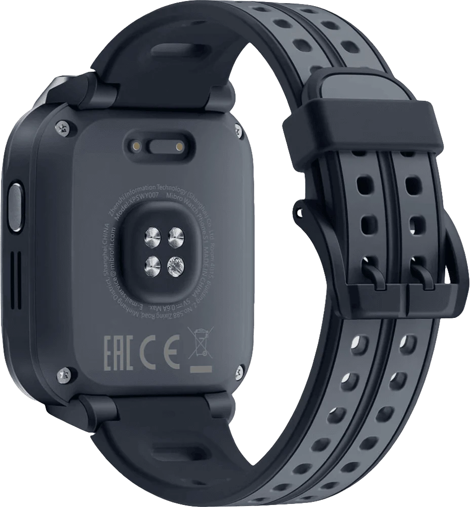 Дитячий годинник-телефон Mibro S1, 1.68", 360x390, GPS, 8MP+5MP, 900мА·год, 2АТM, сутінковий чорний задній вид годинника