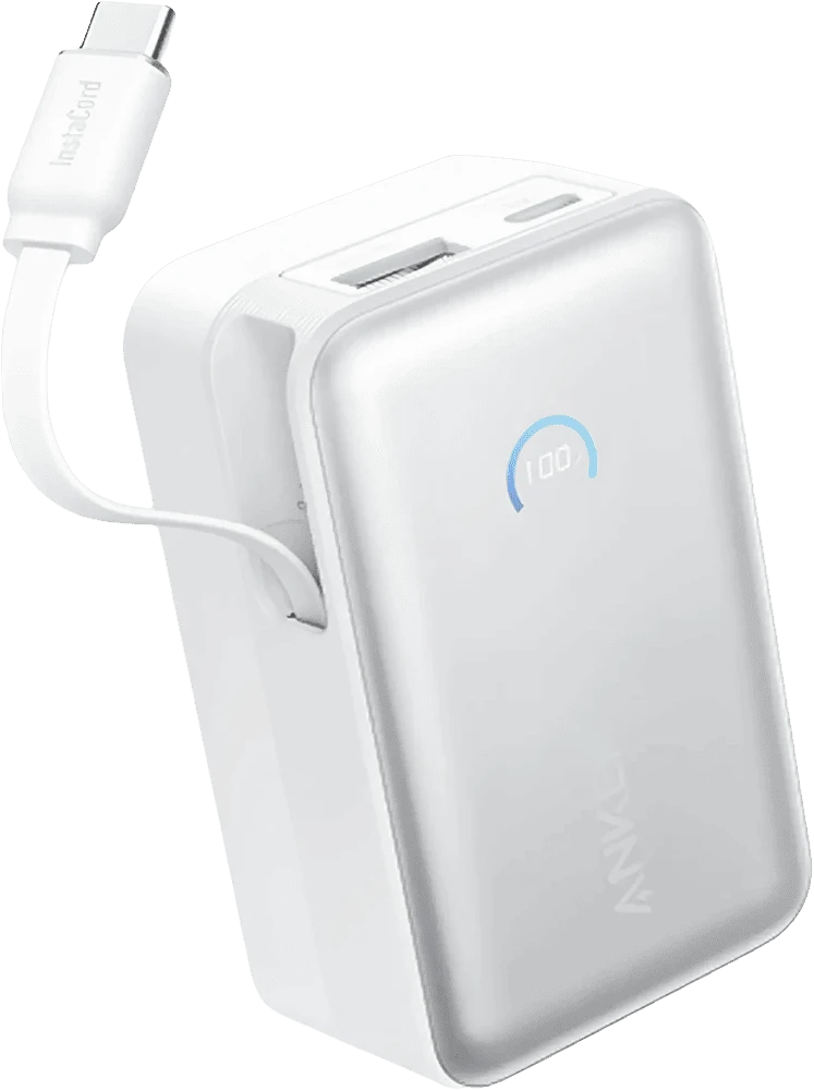 Додаткова батарея Anker Nano - 10000 mAh 45W Built-In USB-C Cable (White) демонстрація