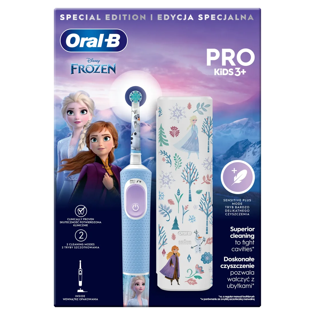 Електрична зубна щітка ORAL-B Kids (3+) D103.413.2KX Frozen + дорожній чохол (8006540773338) фото панкунка