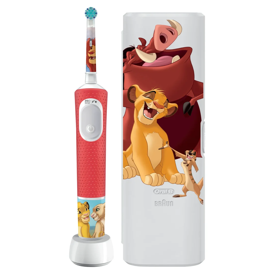 Електрична зубна щітка ORAL-B Kids (3+) D103.413.2KX Lion King, тип 3772, з чохлом (8700216297172) фото чітки та чохла