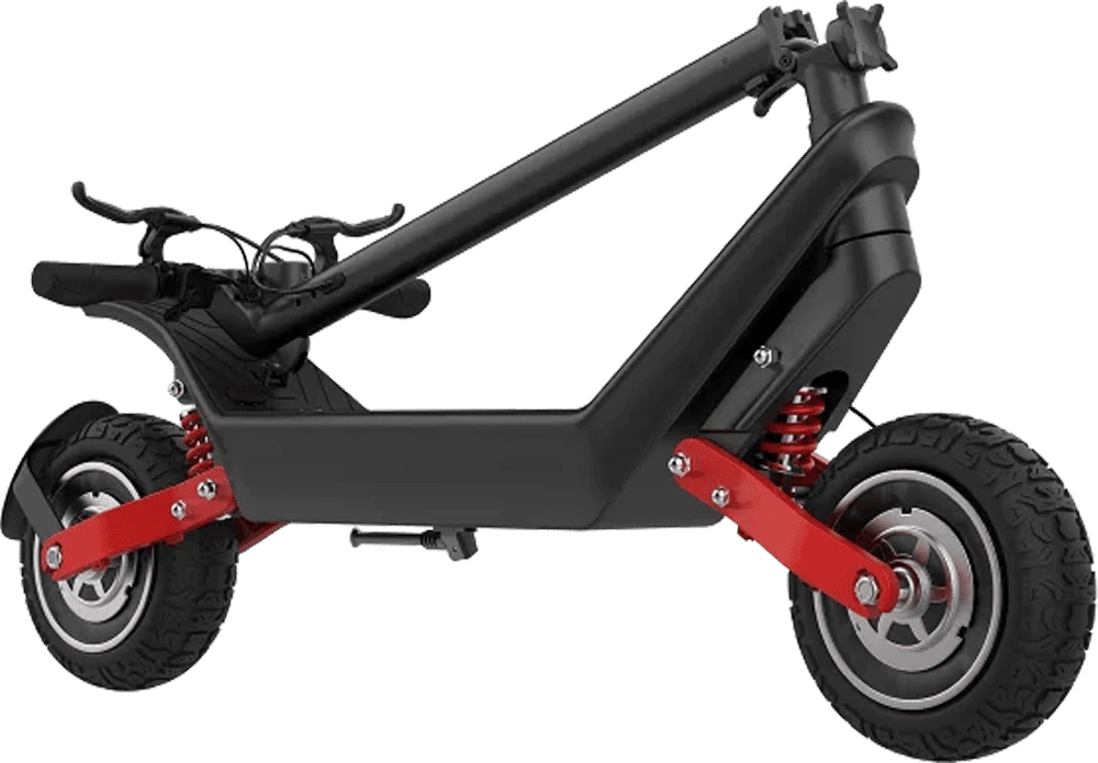 Електросамокат Proove Model Dual Sport SE App 1200W (чорно-червоний) вид в складеному вигляді