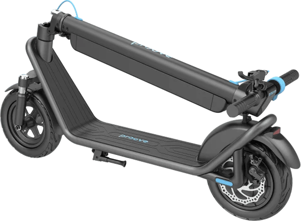 Електросамокат Proove Model Urban Plus App 450W чорно-сірий вид в складеному стані