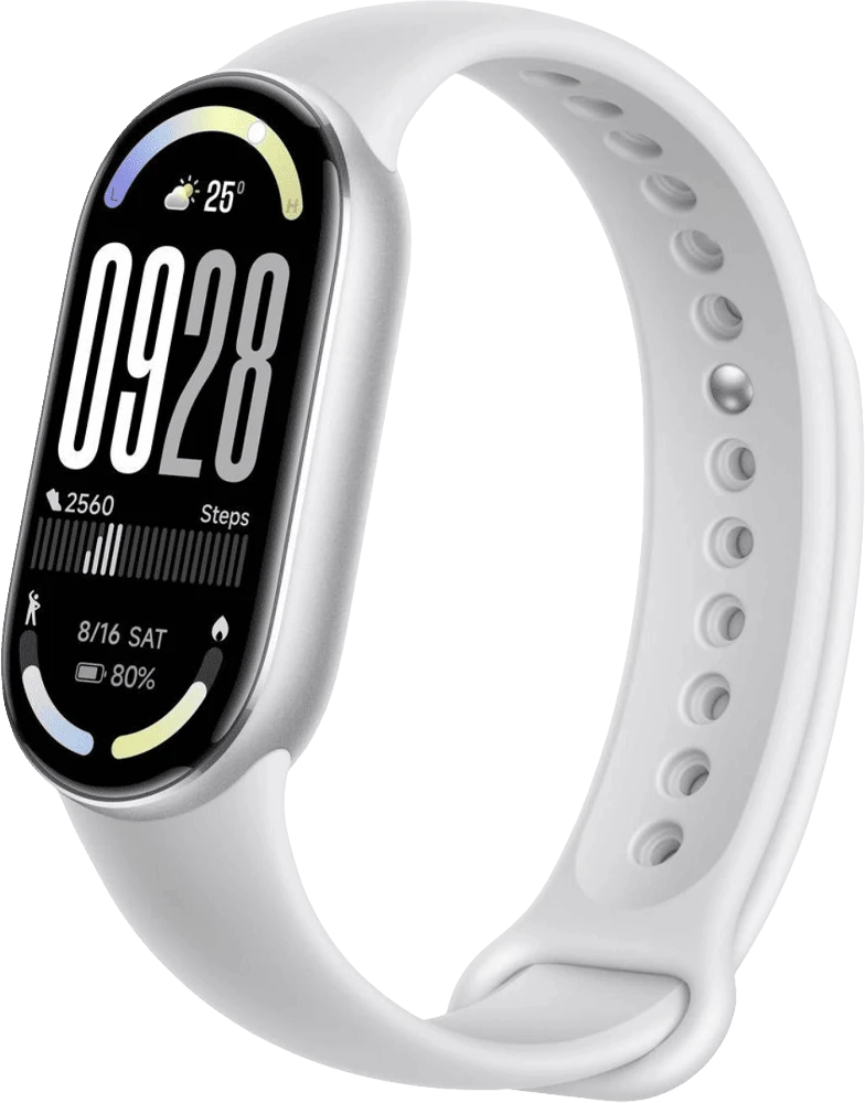 Фітнес-браслет Xiaomi Smart Band 10 Silver (BHR07PSGL) вид годинника під кутом