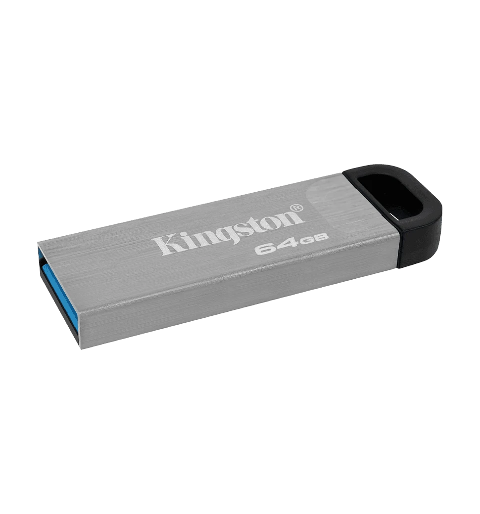 Флеш-накопичувач USB3.2 64GB Kingston DataTraveler Kyson Silver/Black (DTKN/64GB) боковий
