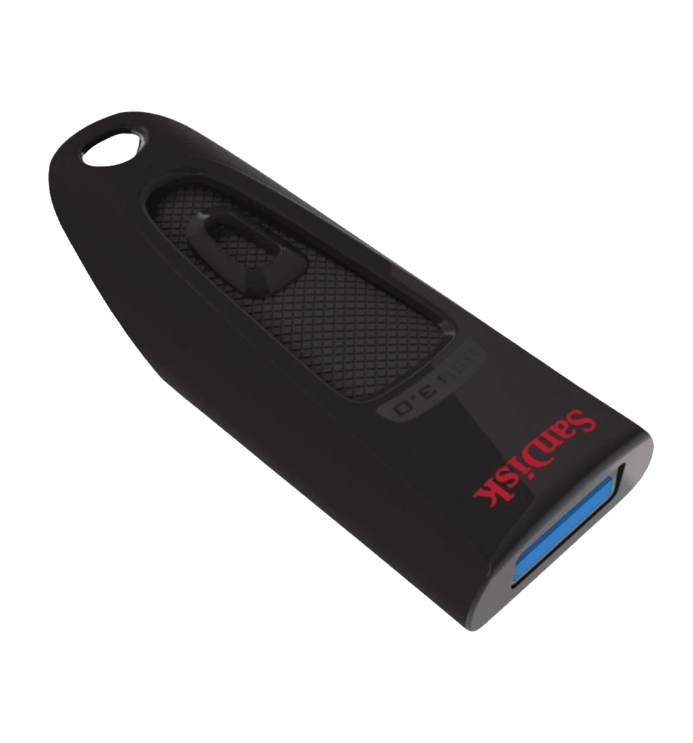 Флеш пам'ять USB SanDisk Ultra 128GB USB 3.0 Black (SDCZ48-128G-U46) передній вид