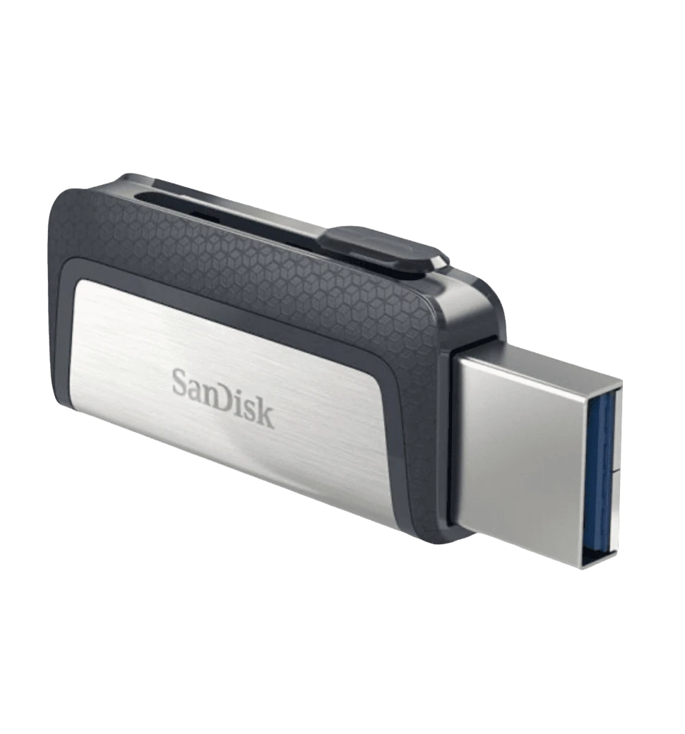 Флеш-пам'ять USB SanDisk Ultra Dual 256GB USB 3.1 + Type-C Silver/Black (SDDDC2-256G-G46) вид під правим кутом