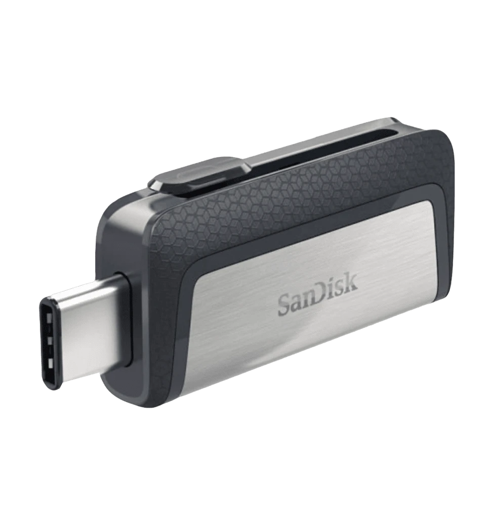 Флеш-пам'ять USB SanDisk Ultra Dual 256GB USB 3.1 + Type-C Silver/Black (SDDDC2-256G-G46) вид під лівим кутом