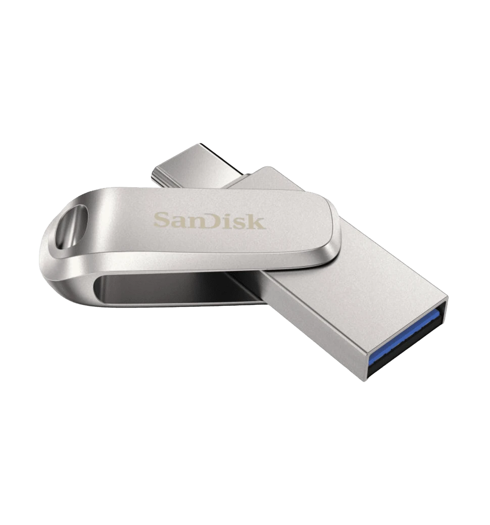 Флеш-пам'ять USB SanDisk Ultra Dual Drive Luxe 1TB USB 3.1 / USB Type-C Silver (SDDDC4-1T00-G46) демонстрація у відкритому стані