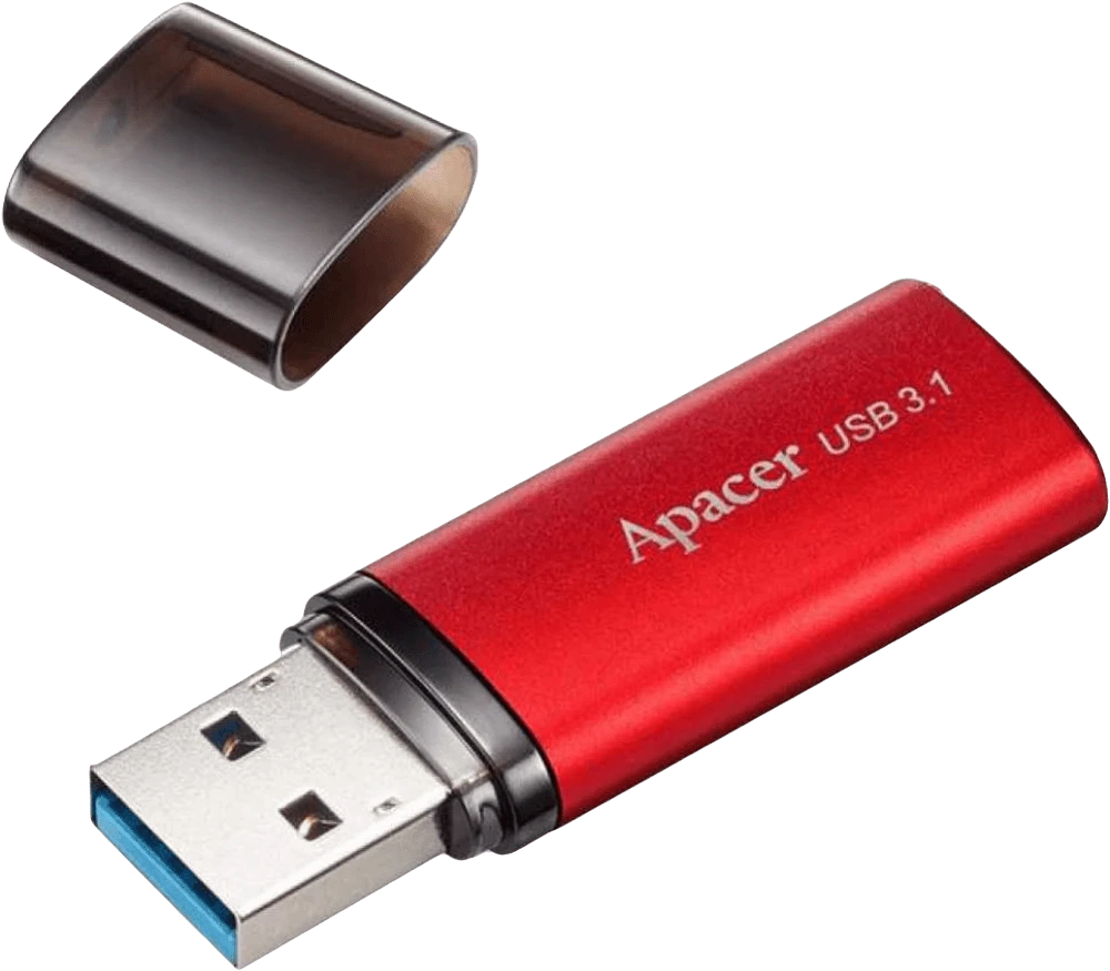 Флешка Apacer 3.1 (AH25B) 128GB Red (AP128GAH25BR-1) вид без ковпачка