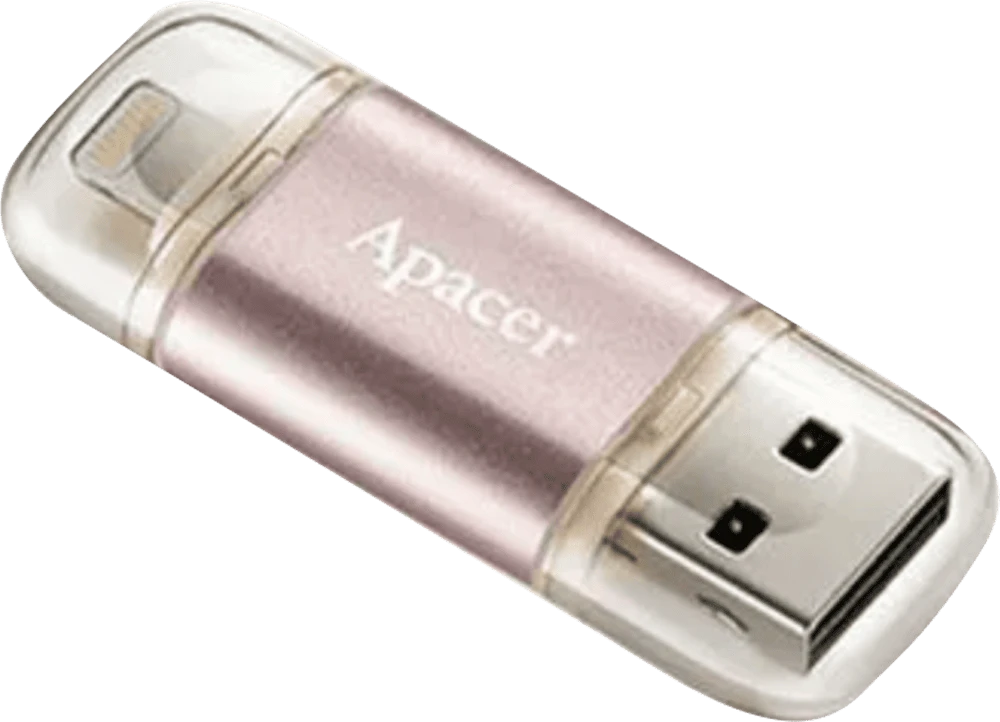 Флешка Apacer Dual Flash Drive Lightning USB 3.1 (AH190) 64GB Rose Gold головне фото