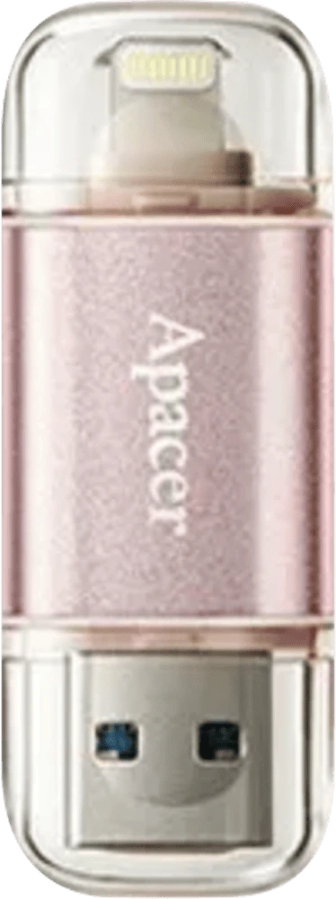Флешка Apacer Dual Flash Drive Lightning USB 3.1 (AH190) 64GB Rose Gold вертикальне фото