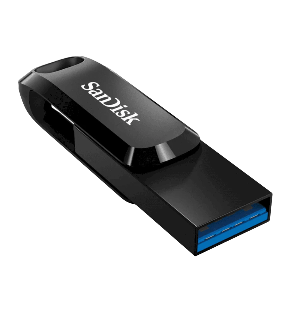 Флешка SanDisk 64 GB Ultra Dual Drive Go Type-C Black (SDDDC3-064G-G46) передній вид флешки