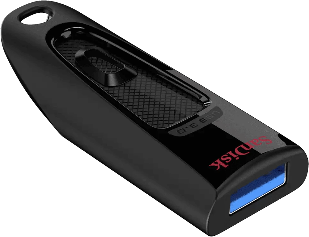 Флешка SanDisk USB 3.0 Ultra 64Gb (130Mb/s) Black боковий вид