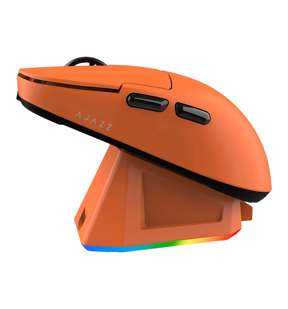 Ігрова бездротова миша Ajazz AJ159P MC Bluetooth USB Orange Charging Dock боковий вид