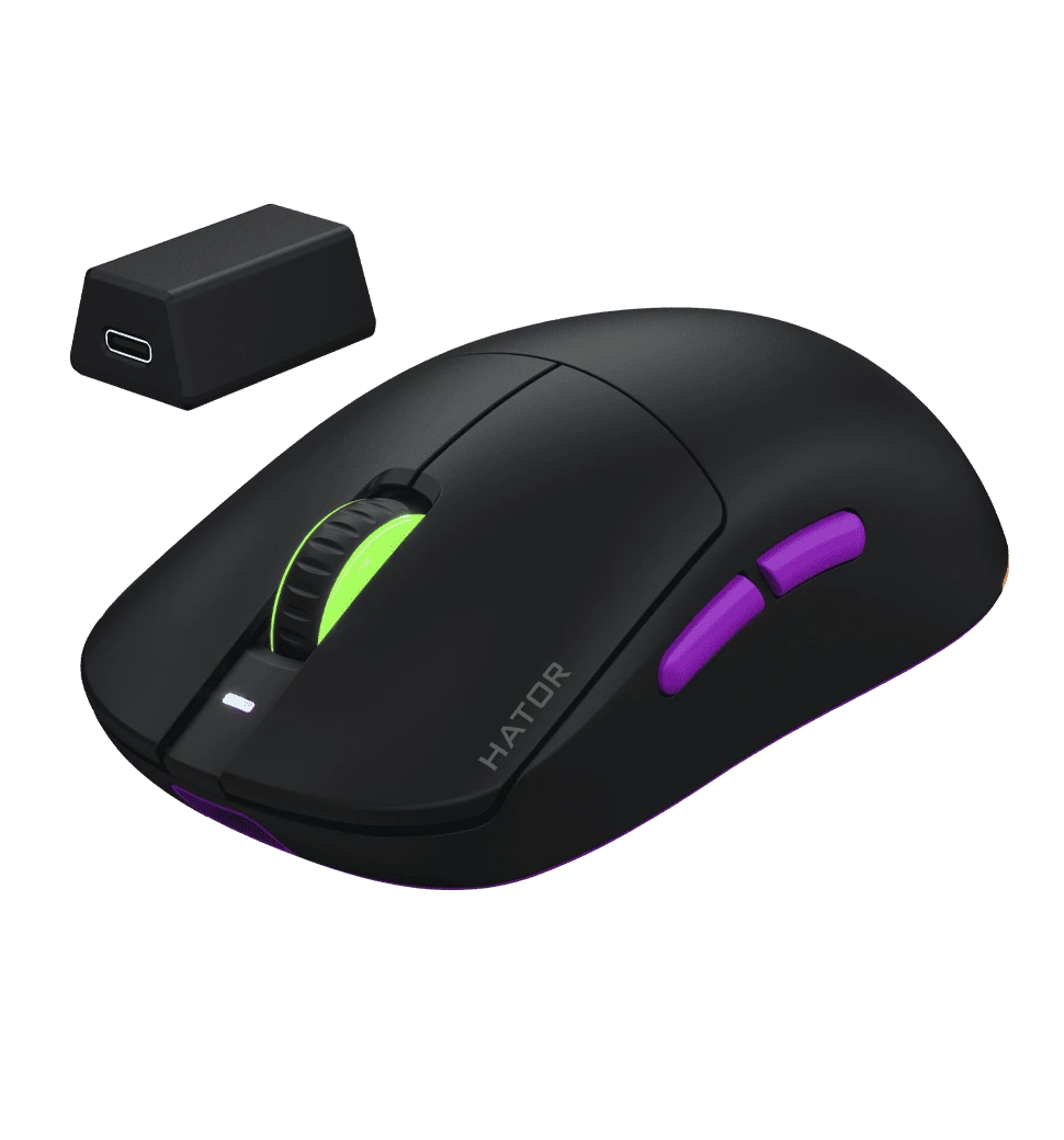 Ігрова миша HATOR Quasar 3 ULTRA 8K Wireless (HTM770) black передній вид миші