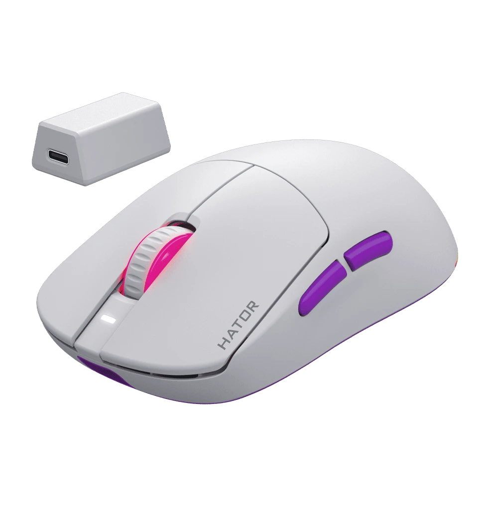 Ігрова миша HATOR Quasar 3 ULTRA 8K Wireless (HTM771) white вид передній план