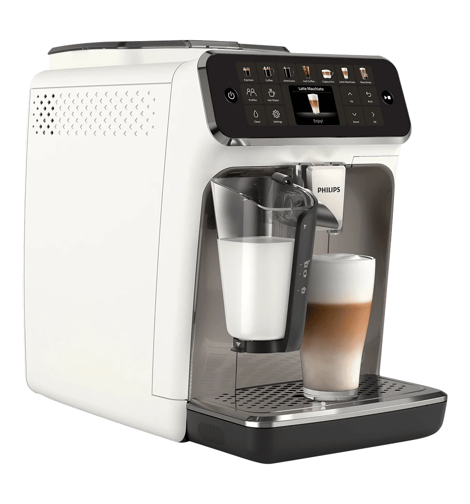 Кавомашина Philips Series 4400 LatteGo EP4443/70 вид машинки під лівим кутом