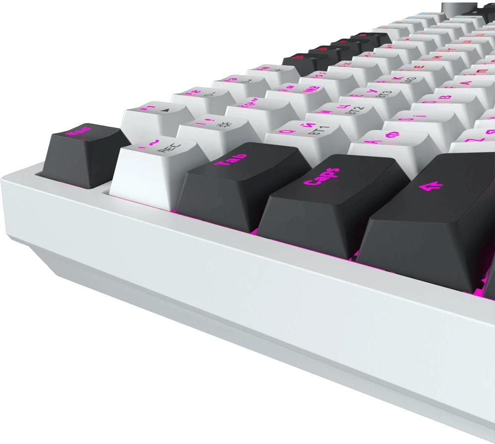 Клавіатура бездротова GamePro Asgard Valhalla Pro QLAB Sakura Switch White With Display (MK160-W-D-QS-PRO) вид зблизька